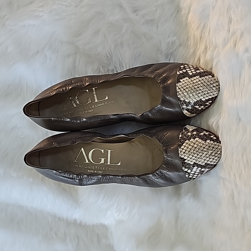 AGL gray leather wedge